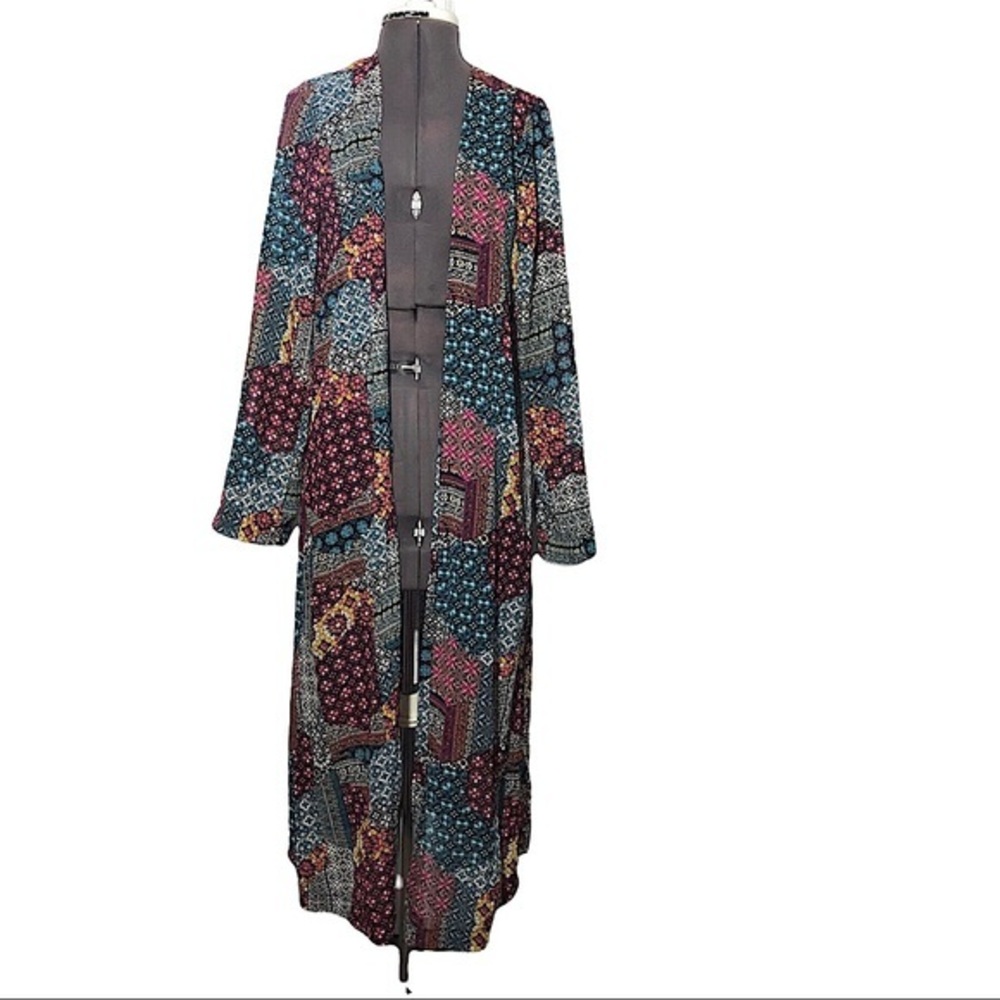 GinaTricot Colorful Sheer Long Sleeve  Kimono Duster Cover Up 34 = XS